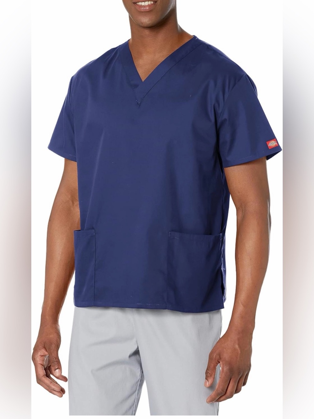 Dickies Unisex Navy V-Neck Scrub Top with Front Pockets